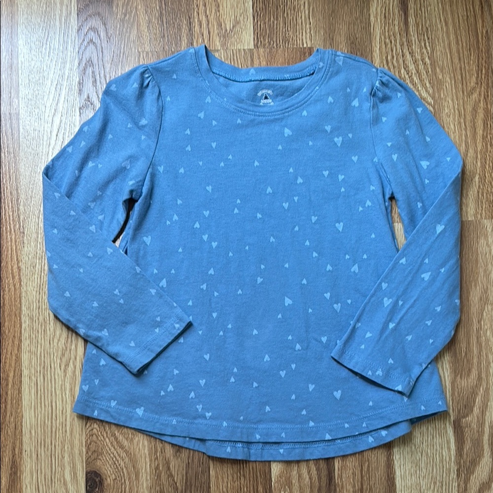 Girls blue heart Long Sleeve Shirt